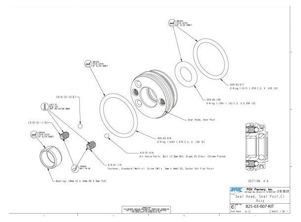 Fox Service Set: Seal Head Transfer 825-03-016-KIT 
