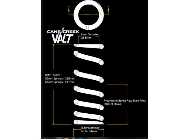 Cane Creek VALT® Progressive Fjær 55mm x 450-550lb