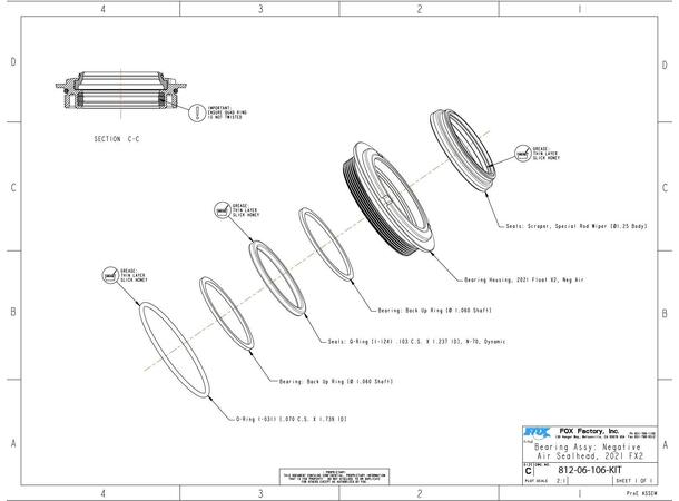 Fox Bearing Assy: 2021 Float X2 Negative Air Sealhead 