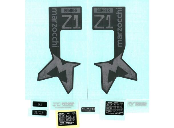 Marzocchi Z1 decal kit 2024 Z1 Air and Coil, Neutral Matte Black
