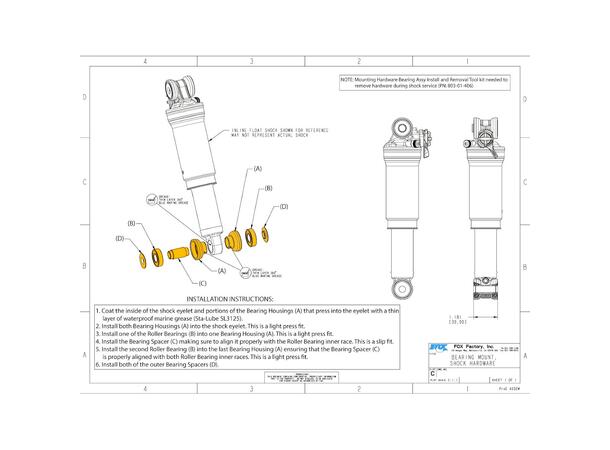 Fox Mounting Hardware: Bearing Assy 30mm Wide, 8mm Diameter