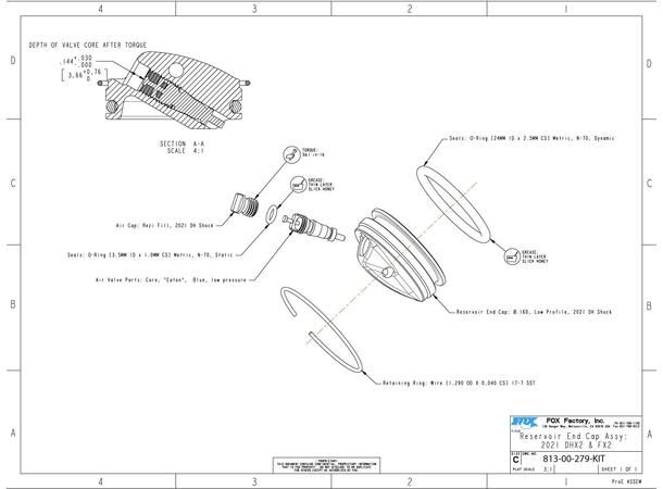 Fox Reservoir End Cap Assy 2021 DHX2 & FX2 