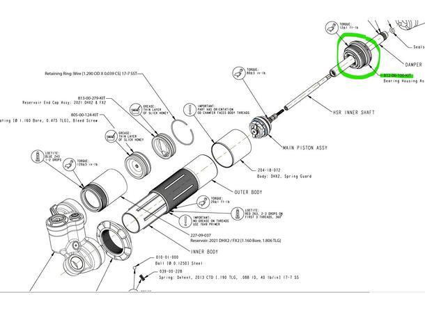 Fox Bearing Assy: 2021 DHX2 Ø.375 shaft 