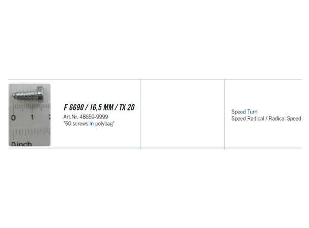 Dynafit Screw 16,5mm Torx 20 6pk 