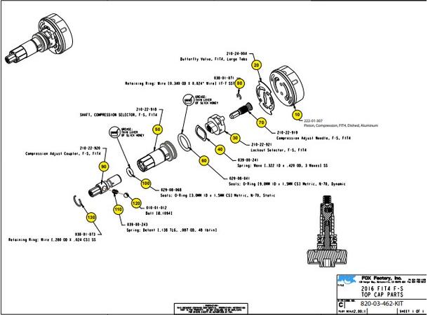 Fox Top Cap Compression Parts 2016 FIT4 F-S 