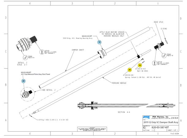 Fox2027 38 190, GRIP X LSR Damper Shaft ML50 RL50 